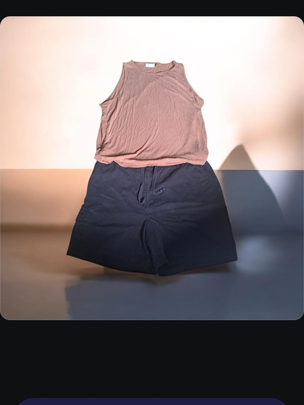 Sleeveless Brown Tank Top — Lightweight Women's Tank With Black Cargo Shorts